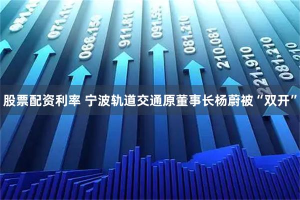 股票配资利率 宁波轨道交通原董事长杨蔚被“双开”